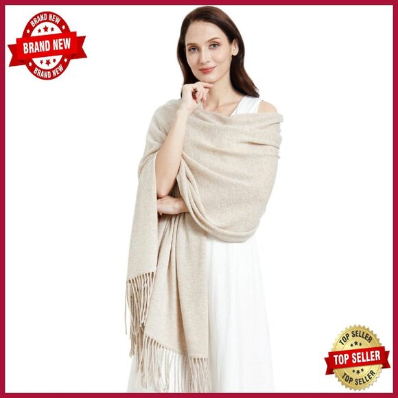 Accessories - Soft Cashmere Blend Wrap Shawl 87"x28" with Tassels Travel Pashmina
